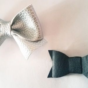 Silver and Black Bow Set